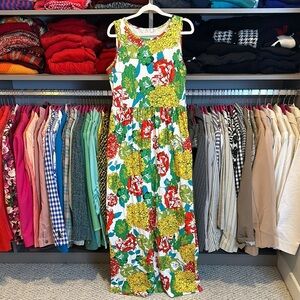 Hount red/green/white/blue/yellow floral sleeveless 2 pocket maxi dress size M